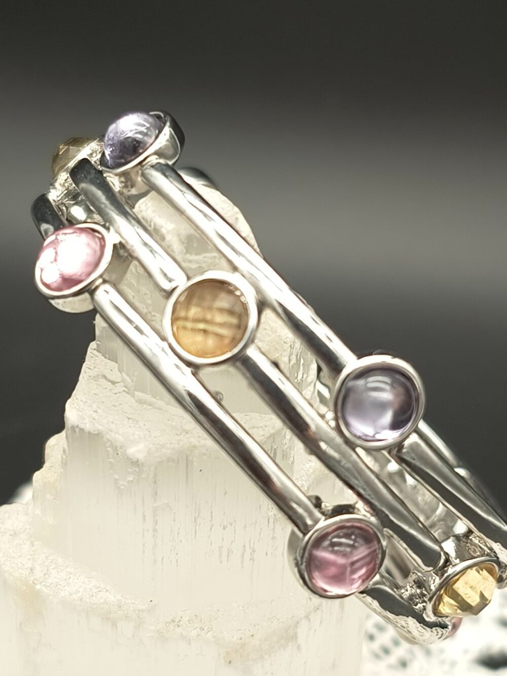 Lia Sophia Staccato Multi-Color Silver Tone Stretch Bracelet